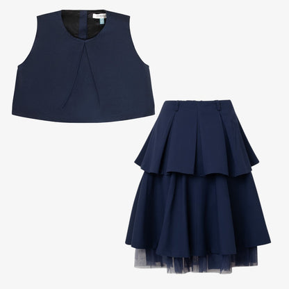 Odette Vest And Skirt - Navy