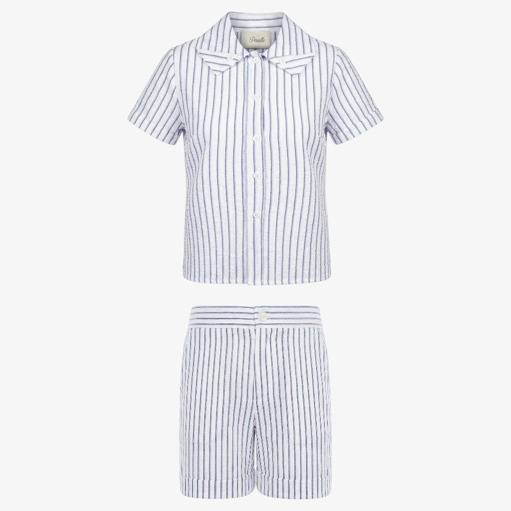 Stripe Shirt And Shorts - Army Green