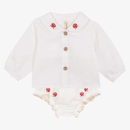Embroidered Blouse And Bloomer - White
