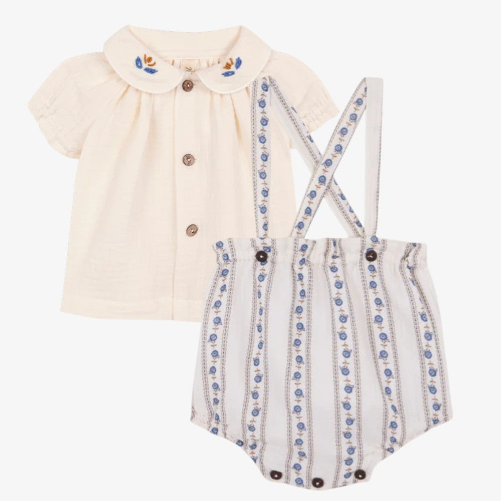 Embroidered Blouse And Bloomer - Ivory