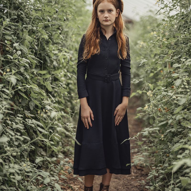 Belted Midi Dress - Black