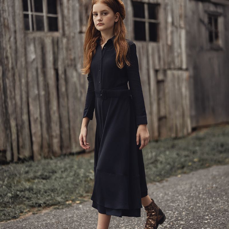 Belted Midi Dress - Black