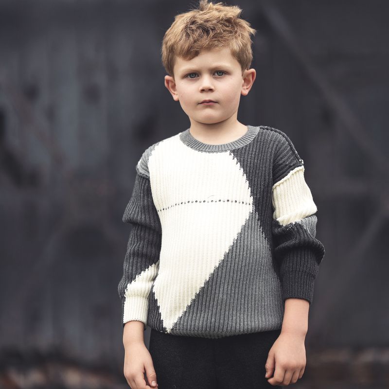 Arygle Sweater - Grey &amp; Cream