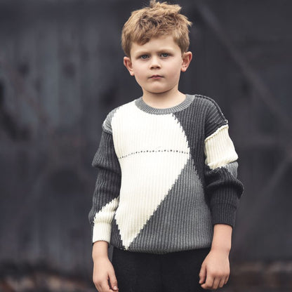 Arygle Sweater - Grey &amp; Cream