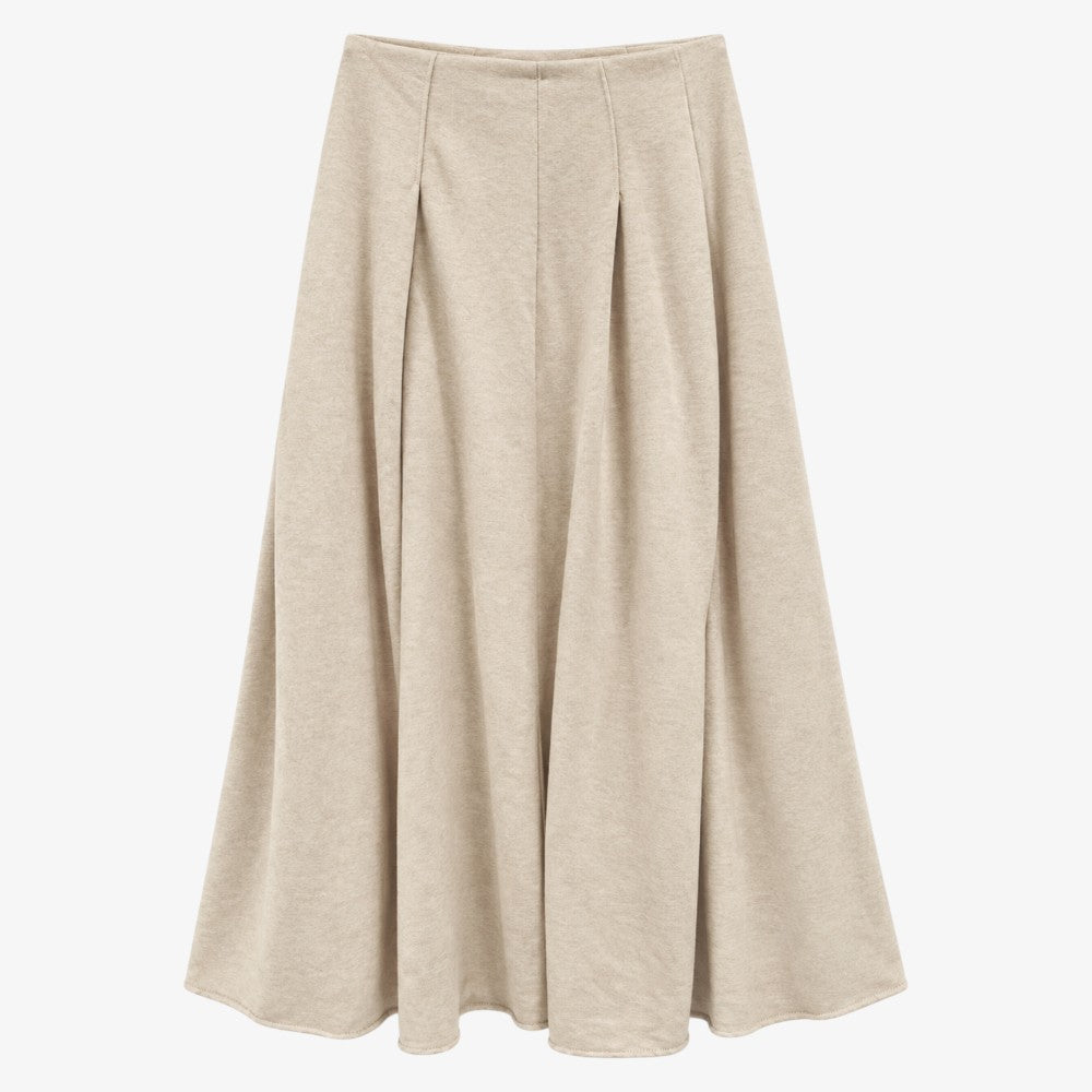 Pleat Flare Skirt - Oatmeal