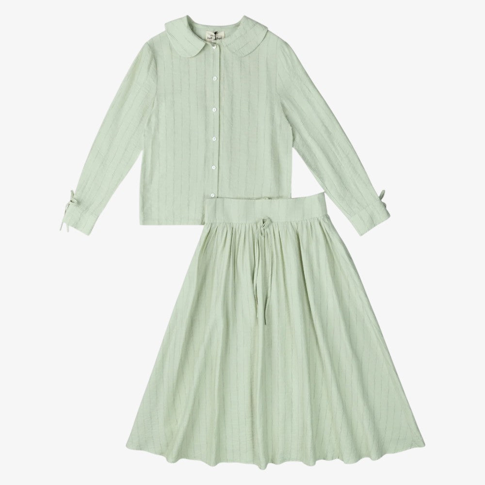 Stripe Shirt And Skirt - Mint