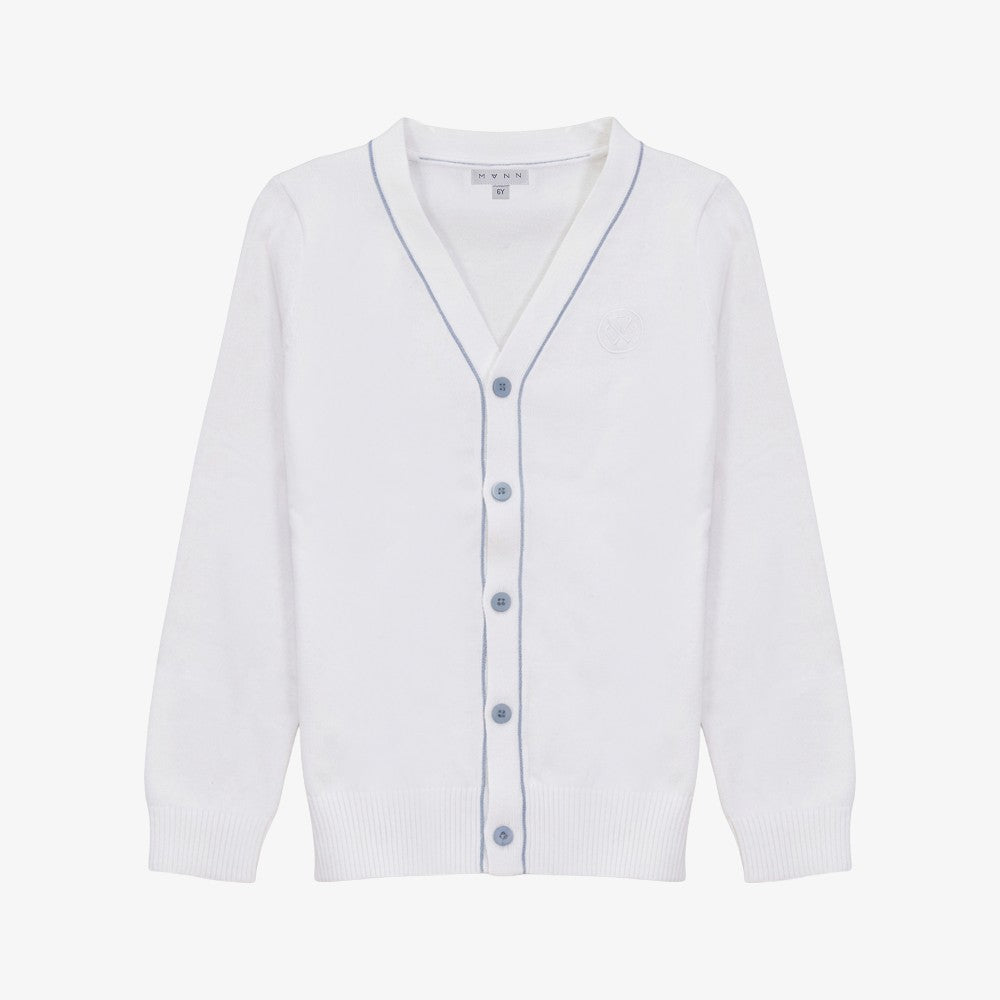 Piping Detail Cardigan - White &amp; Blue