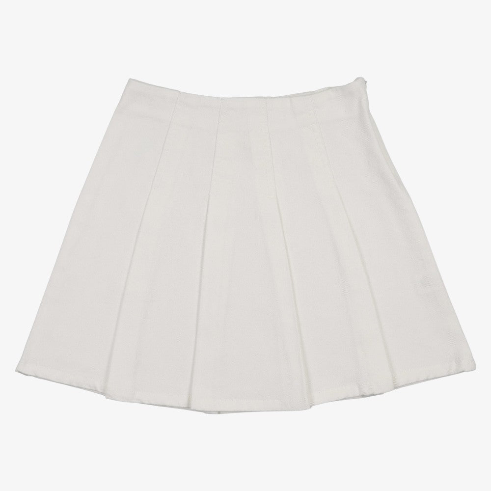 Pleated Denim Skirt - White Denim