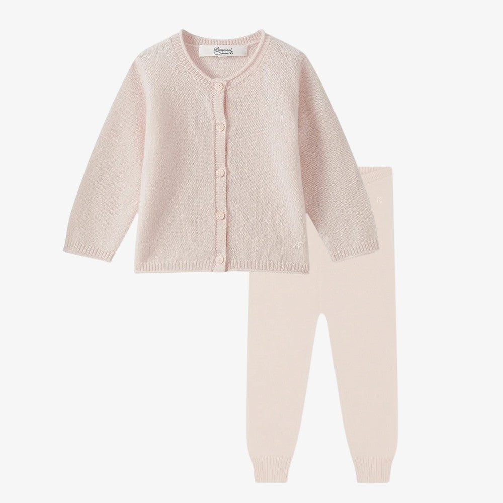 Knit Cardigan And Leggings - Pale Rose