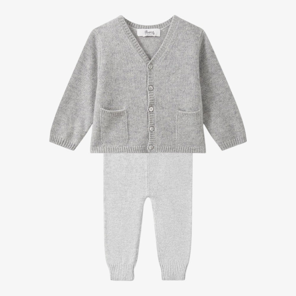 Knit Cardigan And Pants - Grey