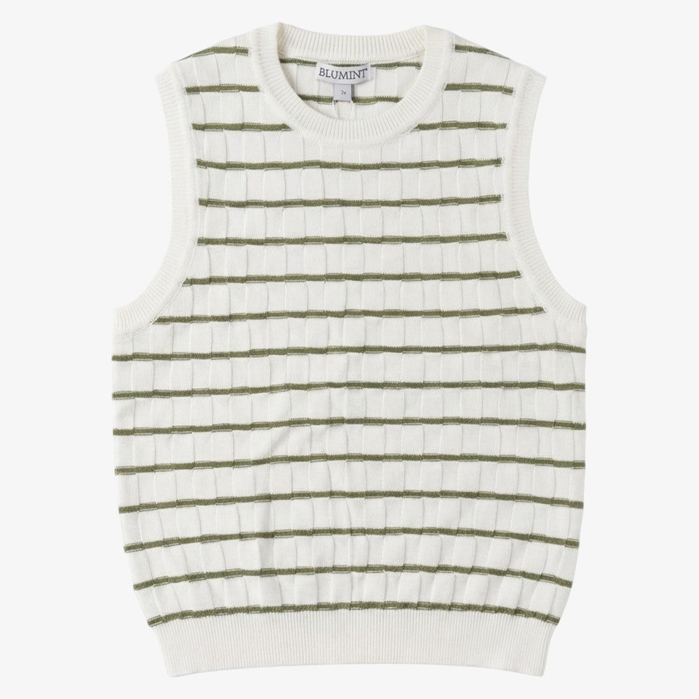 Peero Knit Vest - White &amp; Moss