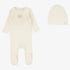 Pointelle Emblem Footie And Bonnet - Cream