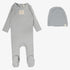 Pointelle Emblem Footie And Bonnet - Light Blue