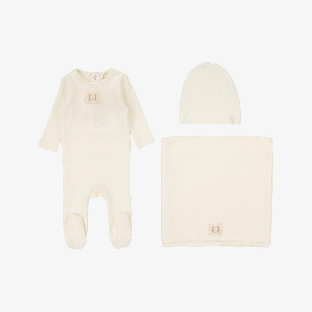 Pointelle Emblem Take Me Home Set - Cream