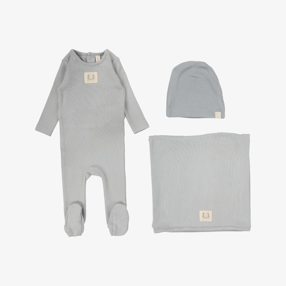 Pointelle Emblem Take Me Home Set - Light Blue