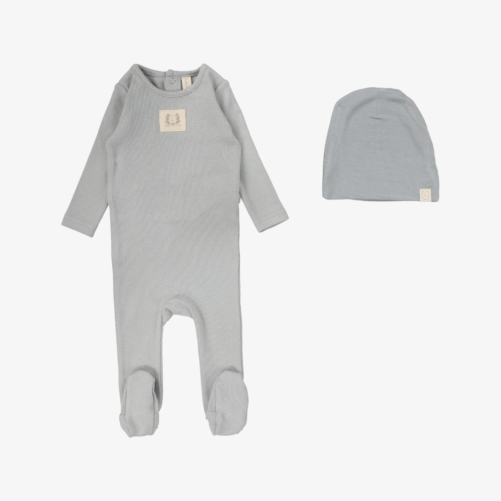 Pointelle Emblem Take Me Home Set - Light Blue