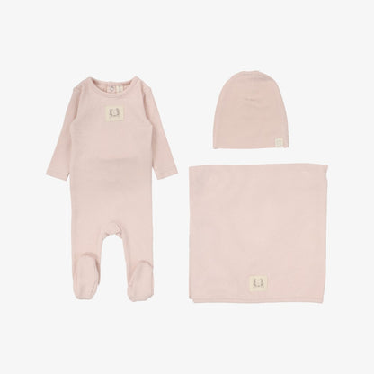 Pointelle Emblem Take Me Home Set - Soft Pink
