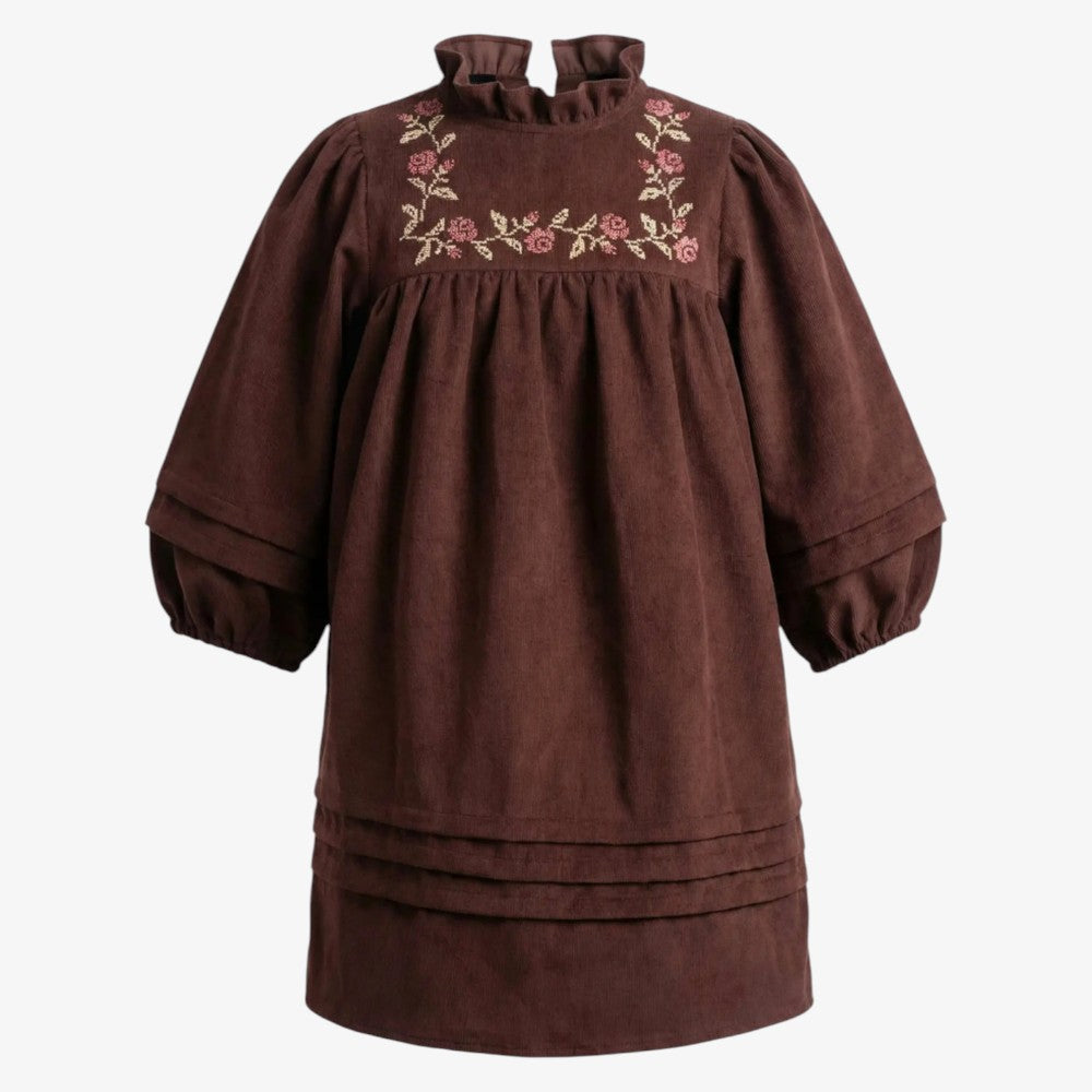 Embroidered Dress - Burgundy