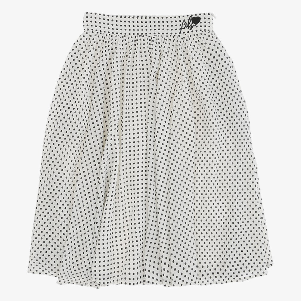 Polka Dot Skirt - White-black