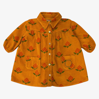 Big Flower Dress Short - Camel