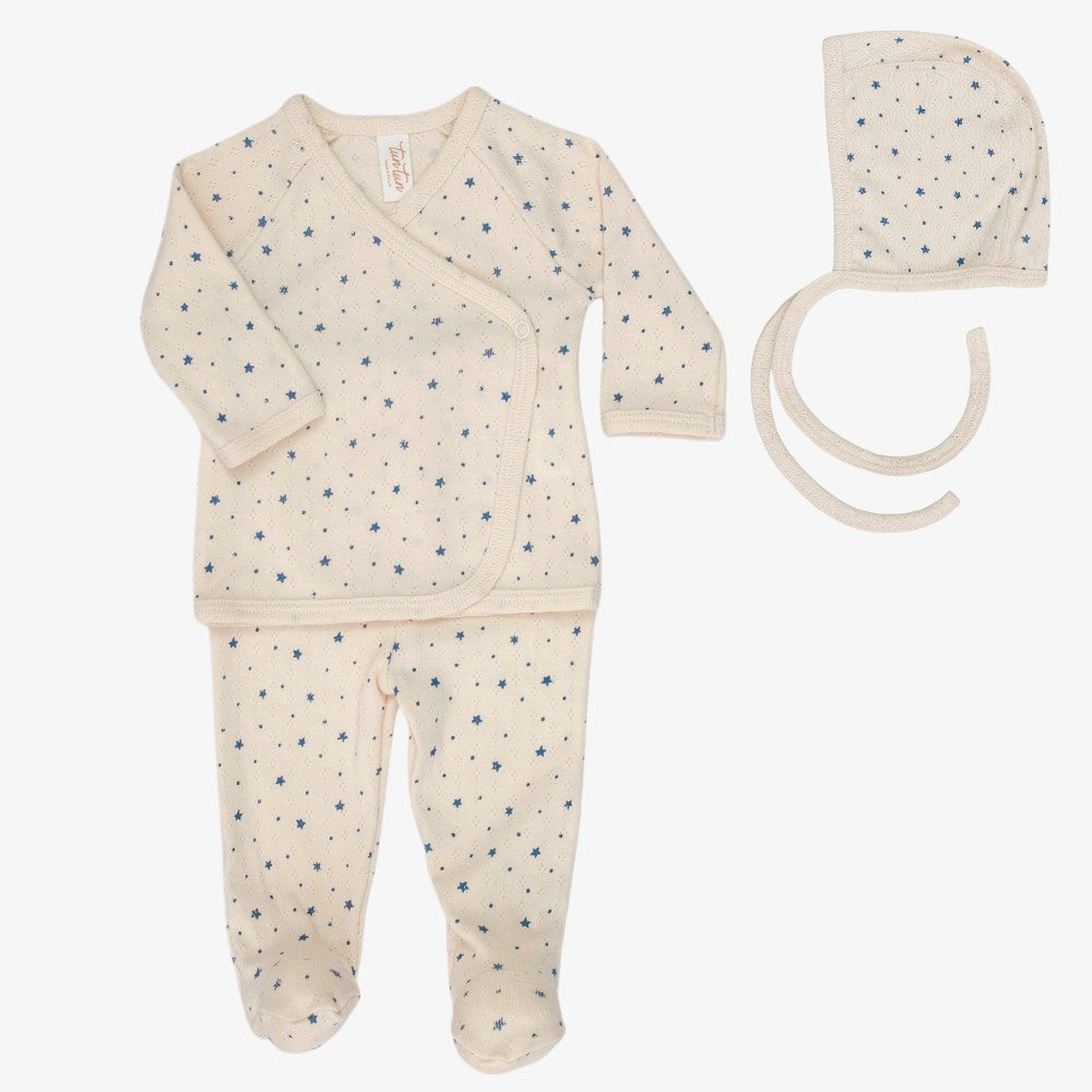 Pointelle Kimono 3 Piece Set - Stars Swan