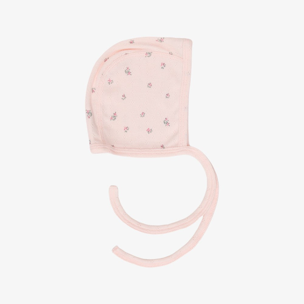 Pointelle Bonnet - Flowers Pink