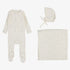 Printed Pointelle Take Me Home Set - Cream & Blue Crown