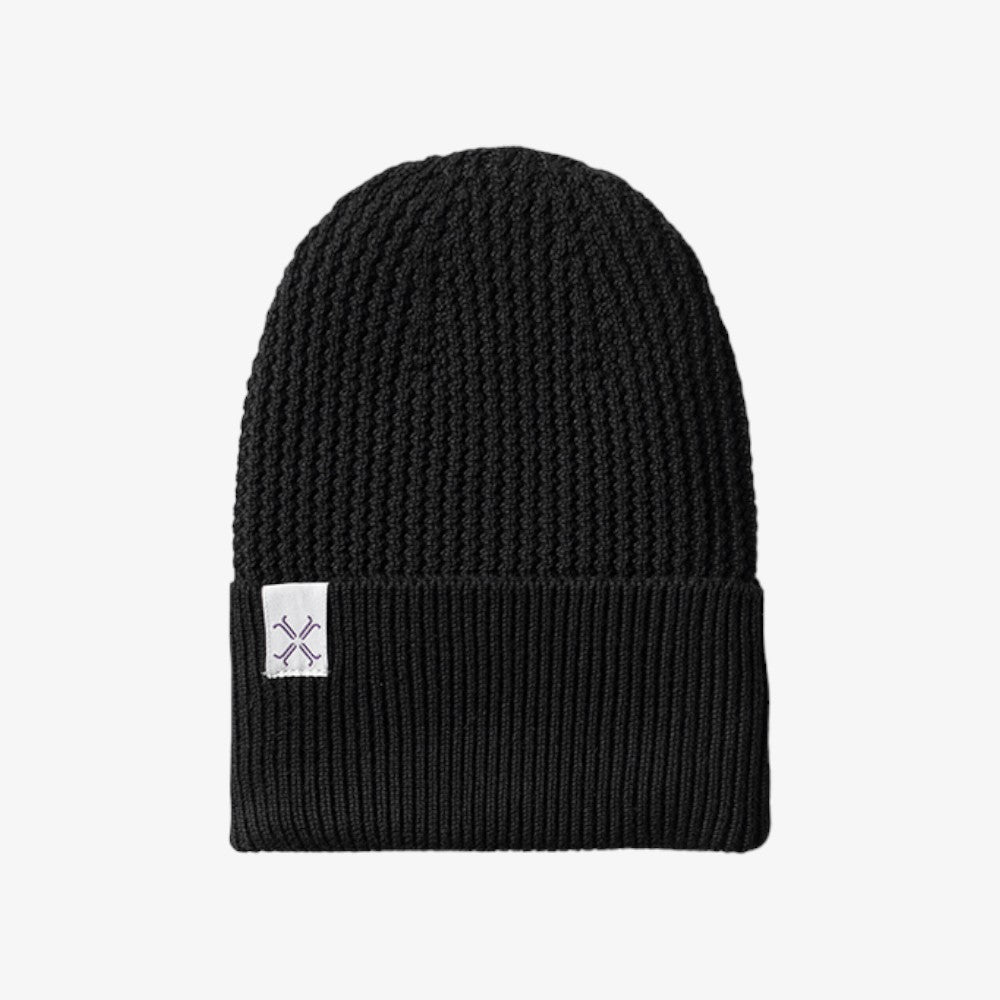 Textured Cuffed Beanie - Black