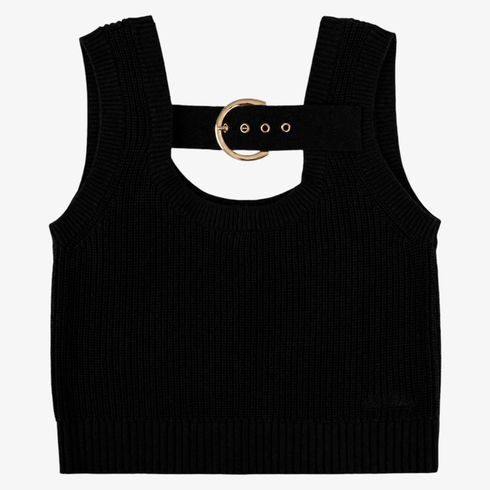 Buckle Vest And Skirt - Black