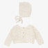 Popcorn Weave Cardigan And Bonnet - Cream