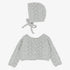 Popcorn Weave Cardigan And Bonnet - Light Blue