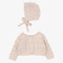 Popcorn Weave Cardigan And Bonnet - Petal
