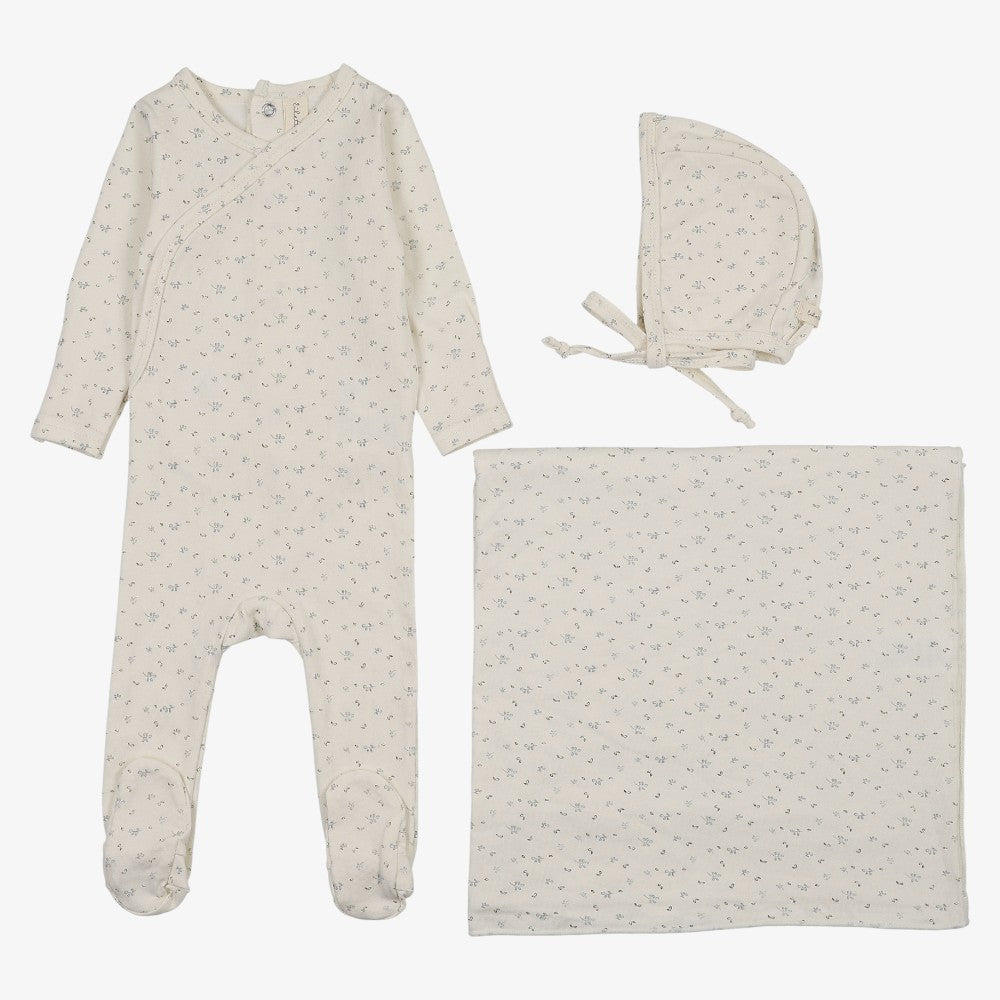 Printed Wrap Take Me Home Set - Cream &amp; Blue