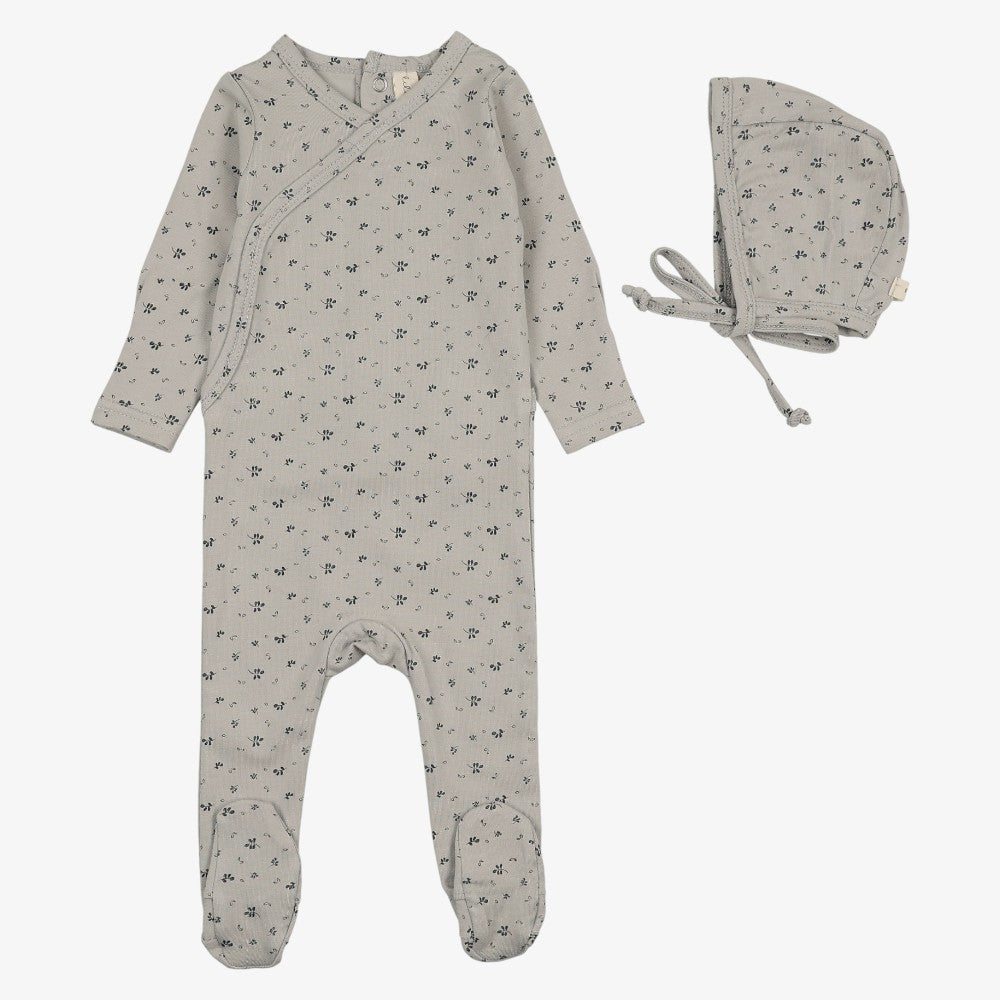 Printed Wrap Footie And Hat - Pale Blue