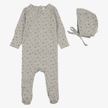 Printed Wrap Footie And Hat - Pale Blue