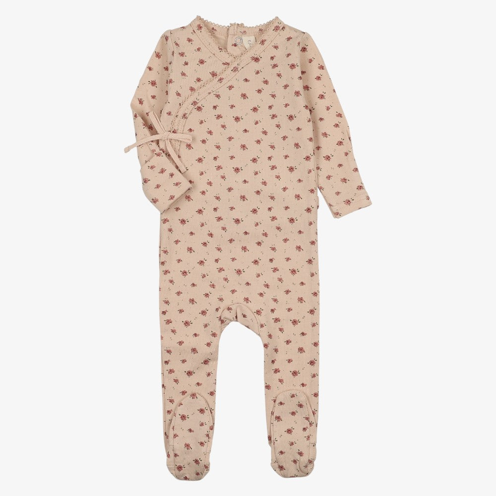 Printed Wrap Footie And Hat - Petal