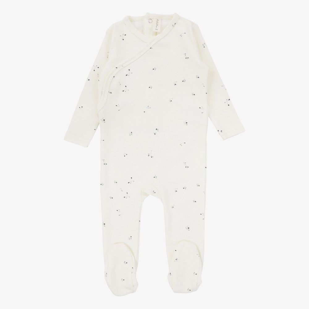 Printed Wrap Footie - Clover Ivory