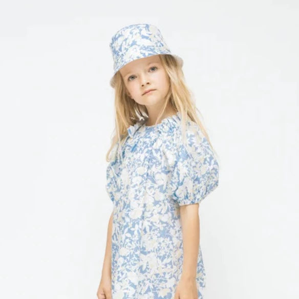 Paade Mode Floral Puff Sleeve Dress - Blue
