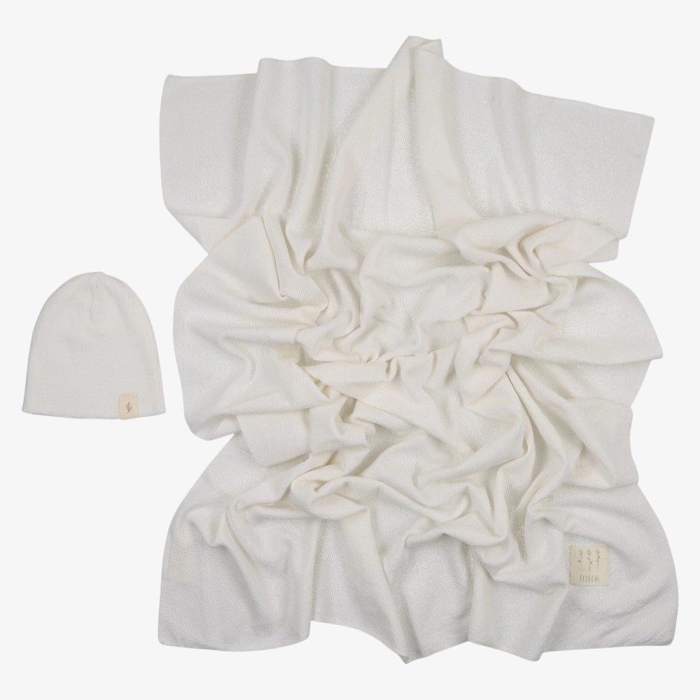 Knit Swaddle And Beanie - Cream