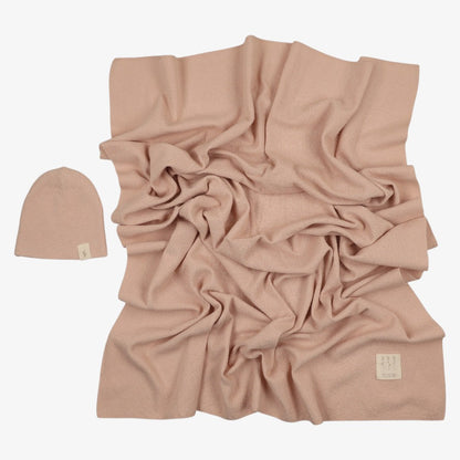 Knit Swaddle And Beanie - Rose