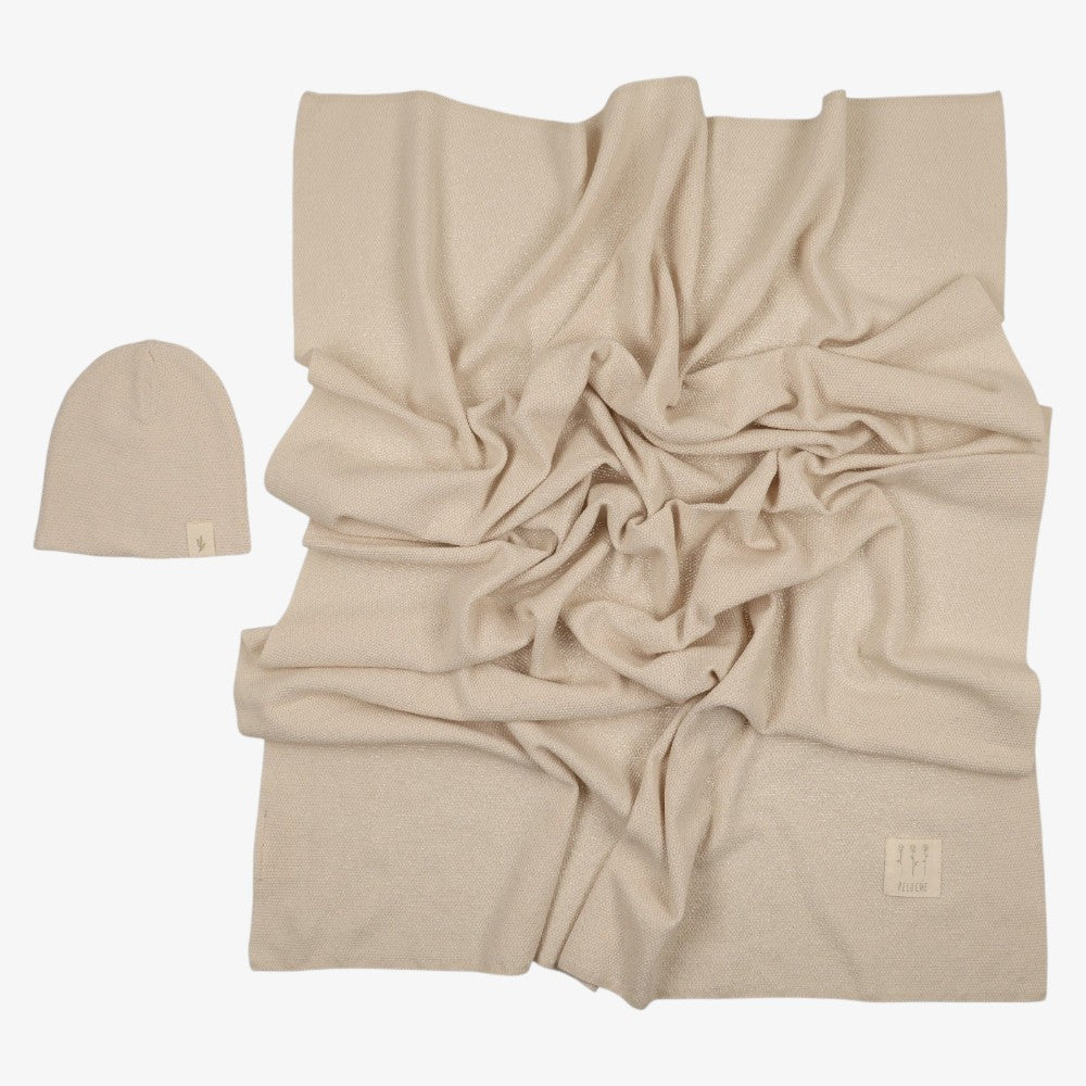 Knit Swaddle And Beanie - Stone