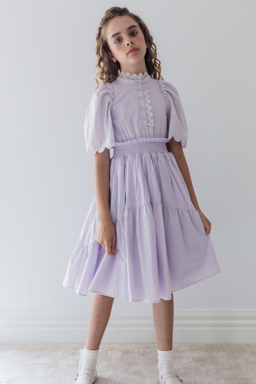 Shirred Waist Dress - Lavender