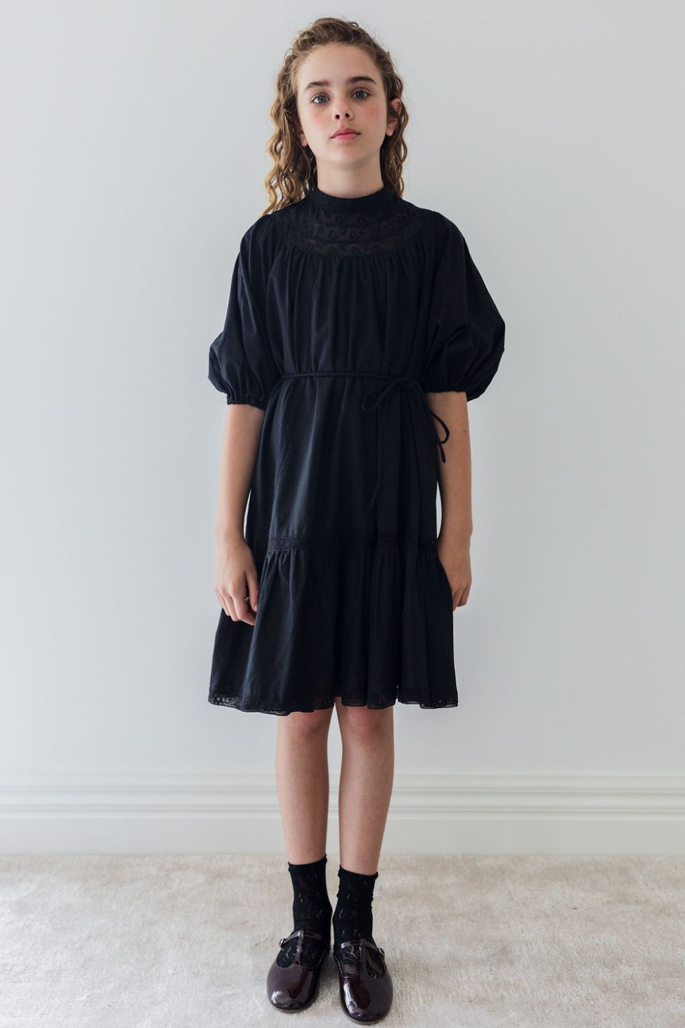 Lace Smock Dress - Black