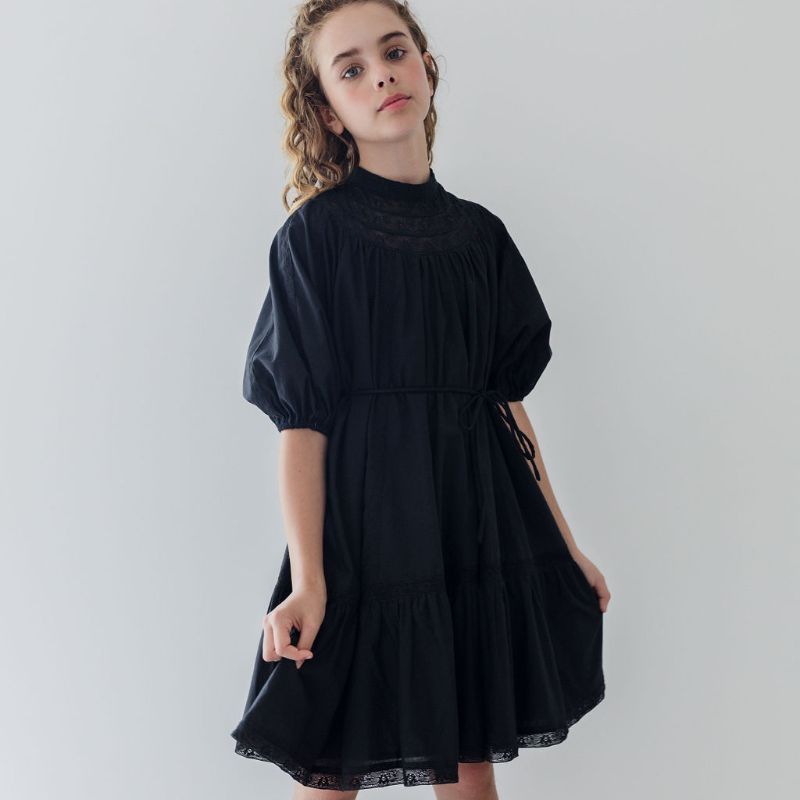 Lace Smock Dress - Black