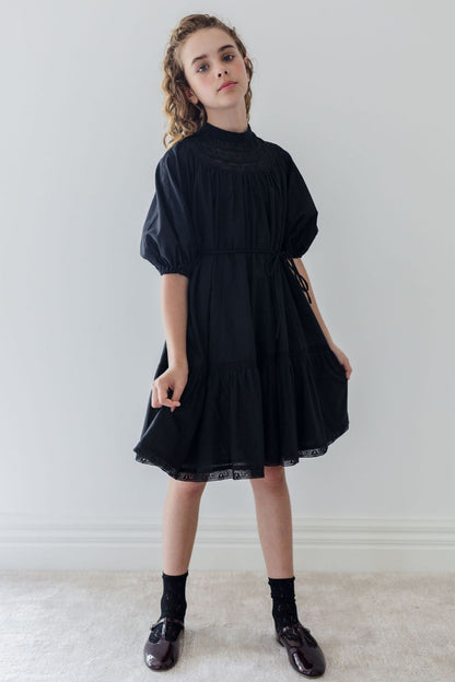 Lace Smock Dress - Black