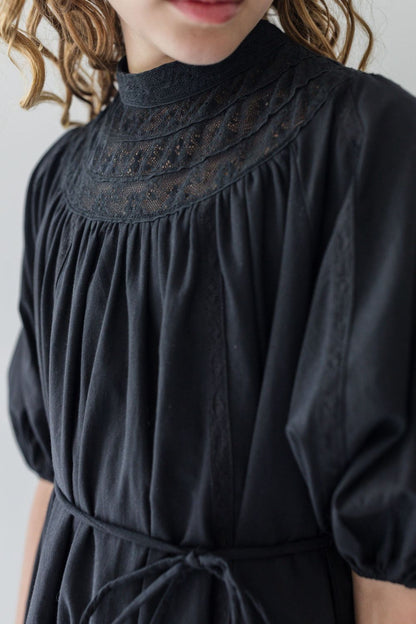 Lace Smock Dress - Black