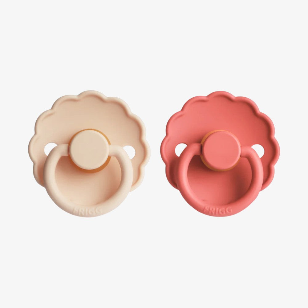 Daisy Silicone Pacifier Clip 2 Pack - Pink Cream &amp; Poppy
