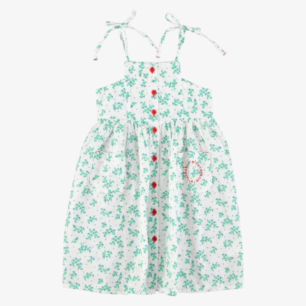 Flower Dress - Ecru &amp; Green