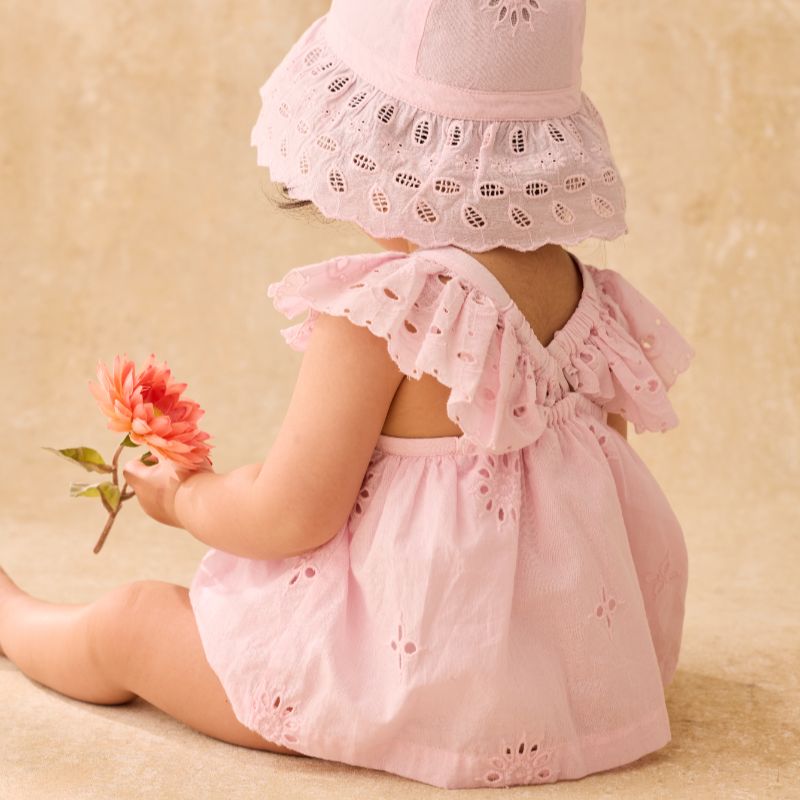 Eyelet Romper - Pink