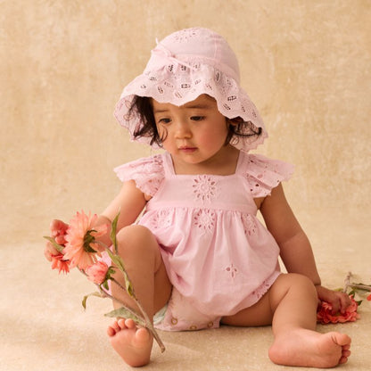 Eyelet Romper - Pink